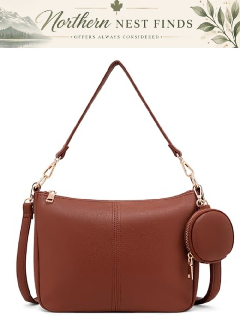 PU Leather Crossbody Purse Medium Shoulder Bag Adjustable Strap